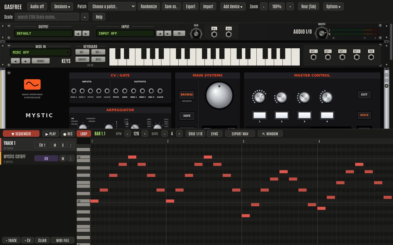 The song sequencer under a polyphonic synthesizer